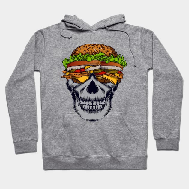 Skull Burger Artwork Hoodie by Mako Design 